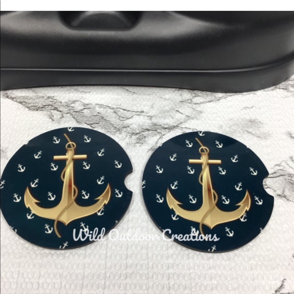 Anchor Nautical Car Coasters Set of 2